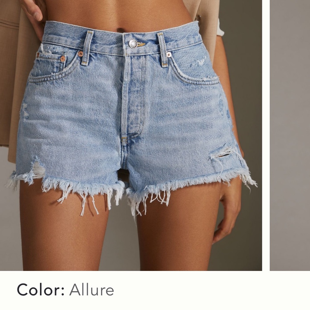 AGOLDE Parker Denim Cut Off Shorts - Allure Light Denim Size 28
